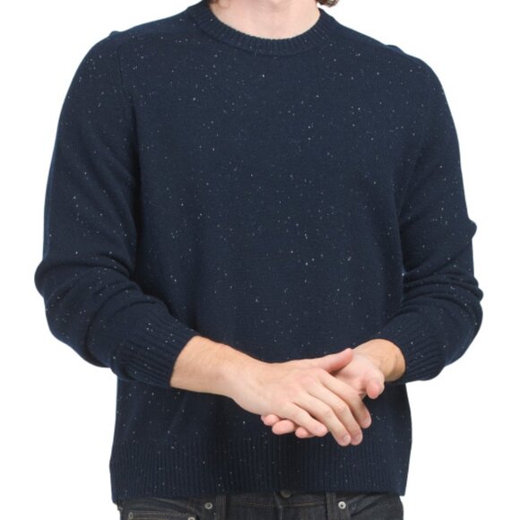 NEW THEORY Dinin Wool And Cashmere Crew Neck Sweater navy multi for men 1065tn - Picture 1 of 5